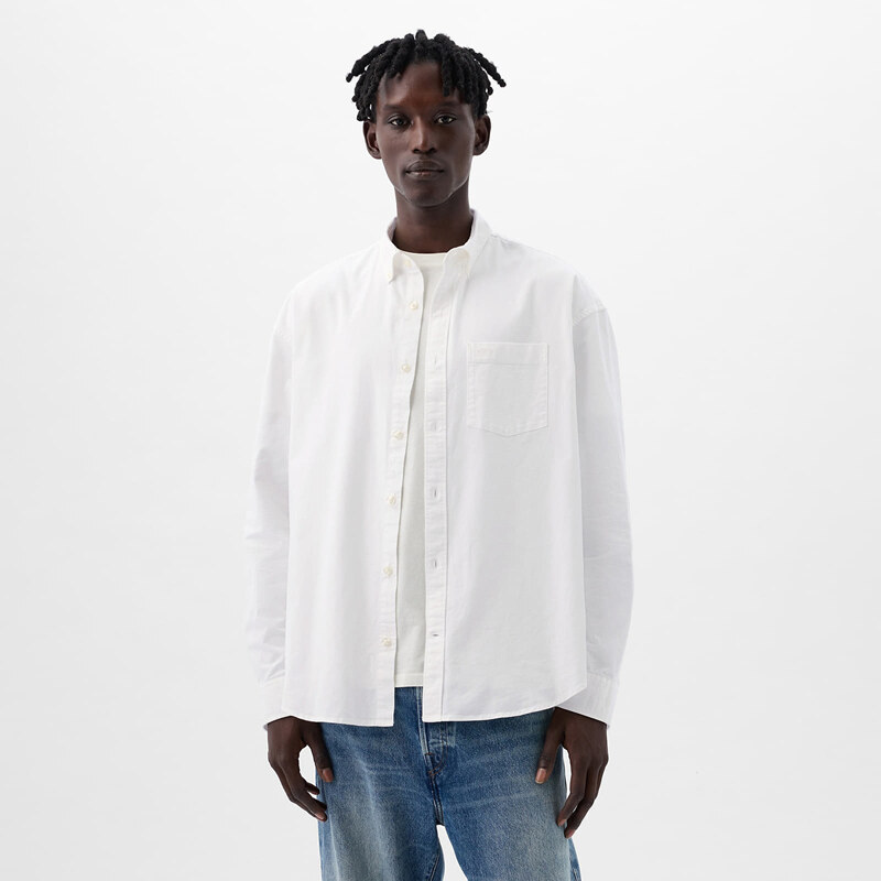 Košeľa GAP Standard Logo Oxford Shirt Optic White M 58169986
