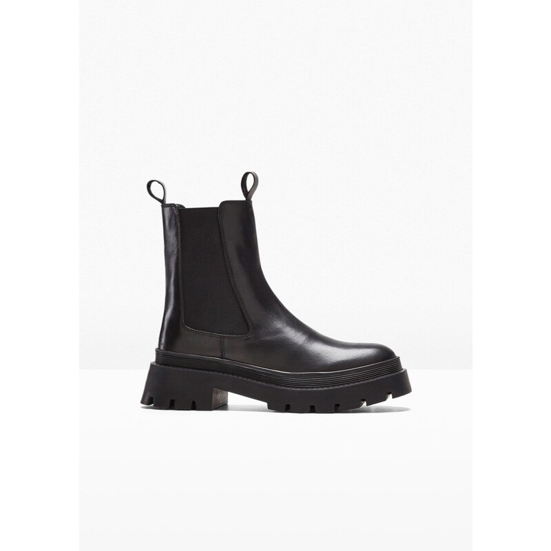 bonprix Čižmy, kožené Chelsea, farba čierna 46202495