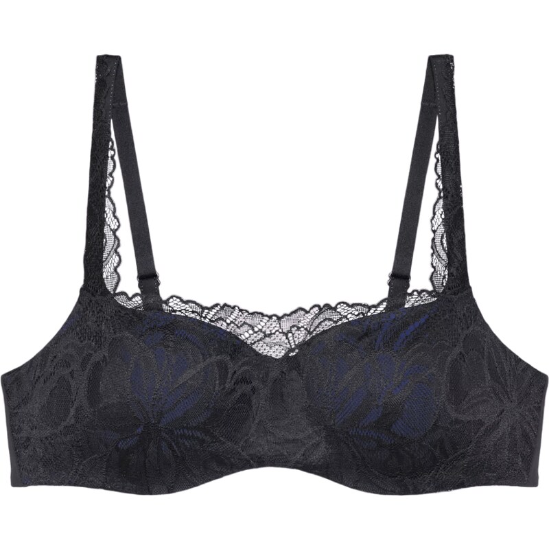 Dámska podprsenka Body Make-Up Illusion Lace Balconette Bra - BLACK - 58172614