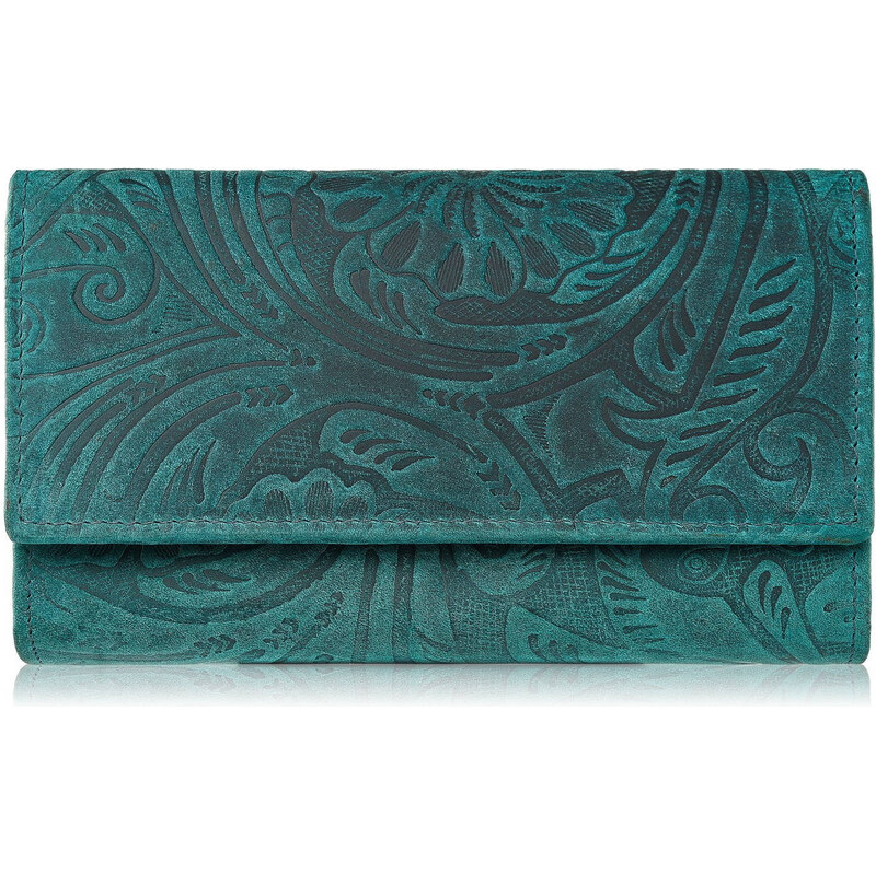 Paolo Peruzzi Dámska kožená peňaženka Vintage, kvetinová | zelená T 56606293