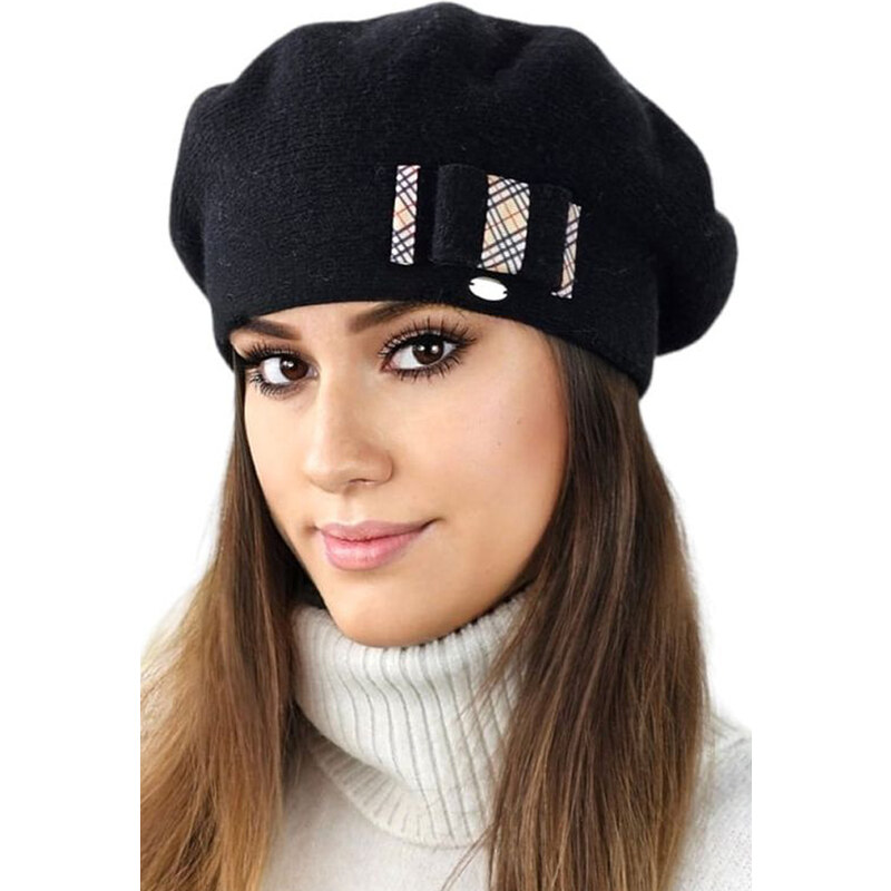 Kamea Čierna dámska baretka na zimu Arnika, Farba čierna 67567037