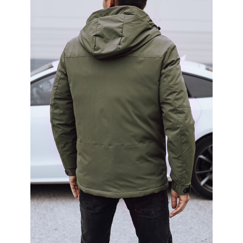 DStreet Zelená pánska zimná bunda s kapucňou 58357229