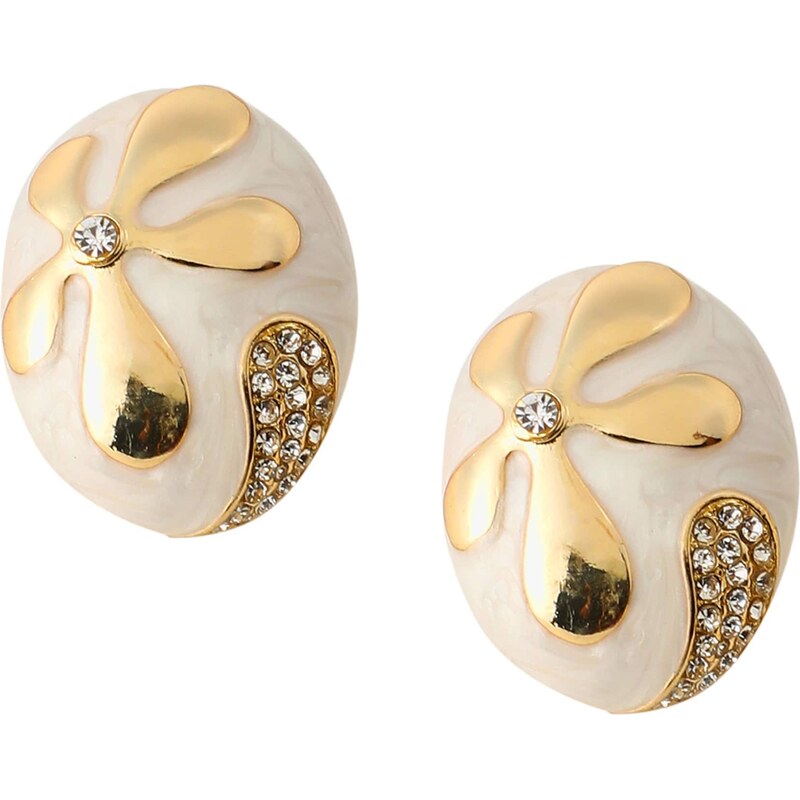 SOHI Náušnice Aashu zlatá / priehľadná / perlovo biela 63147079