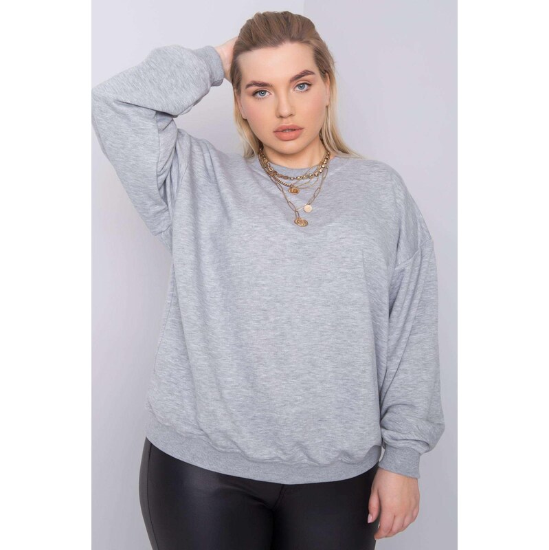 MladaModa Oversize mikina Mischa bez kapucne šedá 58181177