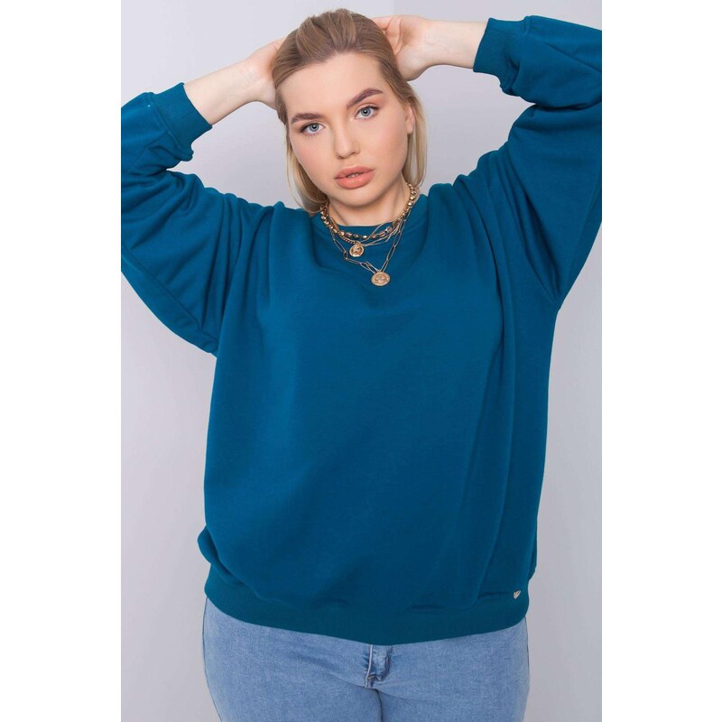 MladaModa Oversize mikina Mischa bez kapucne tmavá tyrkysová 58181180