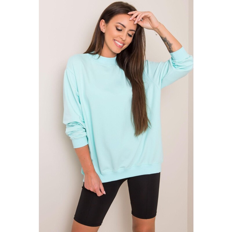 MladaModa Voľná mikina Twist so stojačikom mentolová 58181196