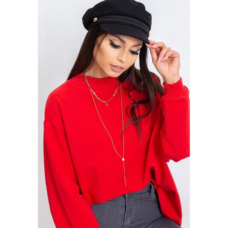 MladaModa Voľná mikina Twist so stojačikom červená 58181198