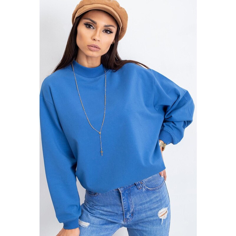 MladaModa Voľná mikina Twist so stojačikom kráľovská modrá 58181200