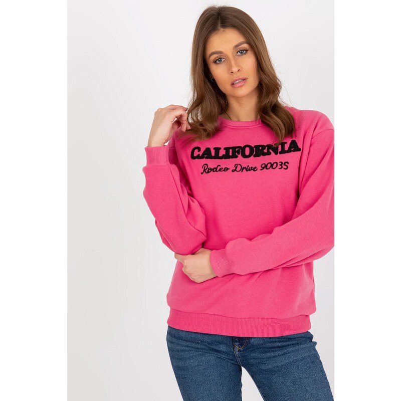 MladaModa Mikina bez kapucne s nápismi model 02016 fuksiová 58181206