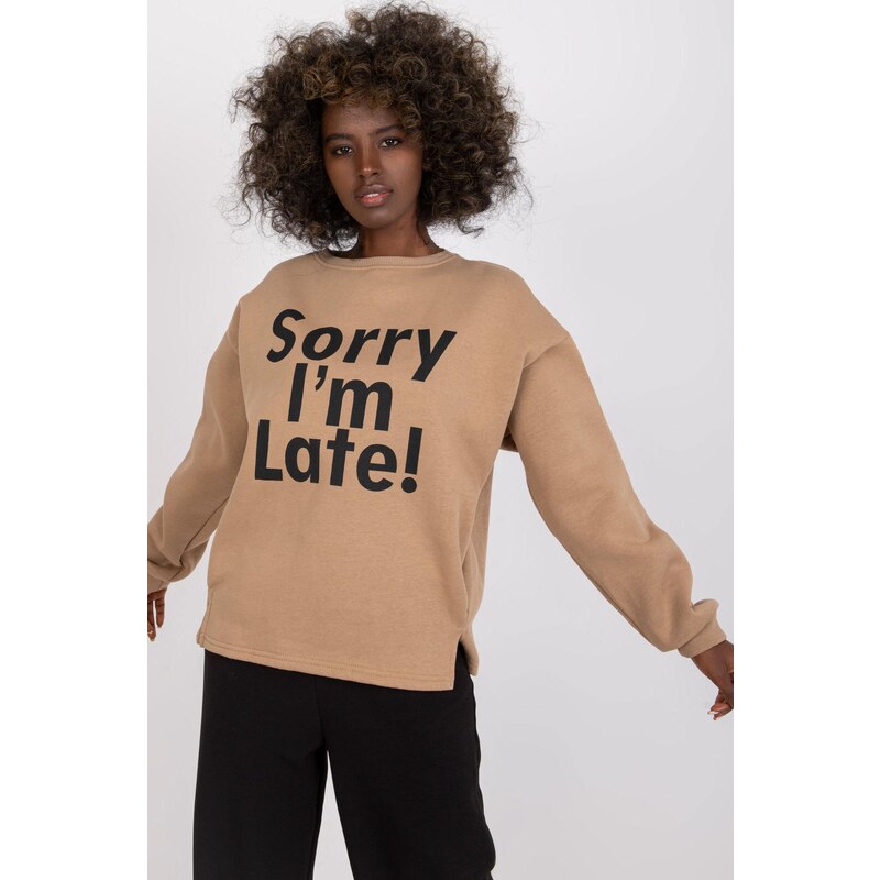 MladaModa Mikina Francisco s nápisom béžová 58181295