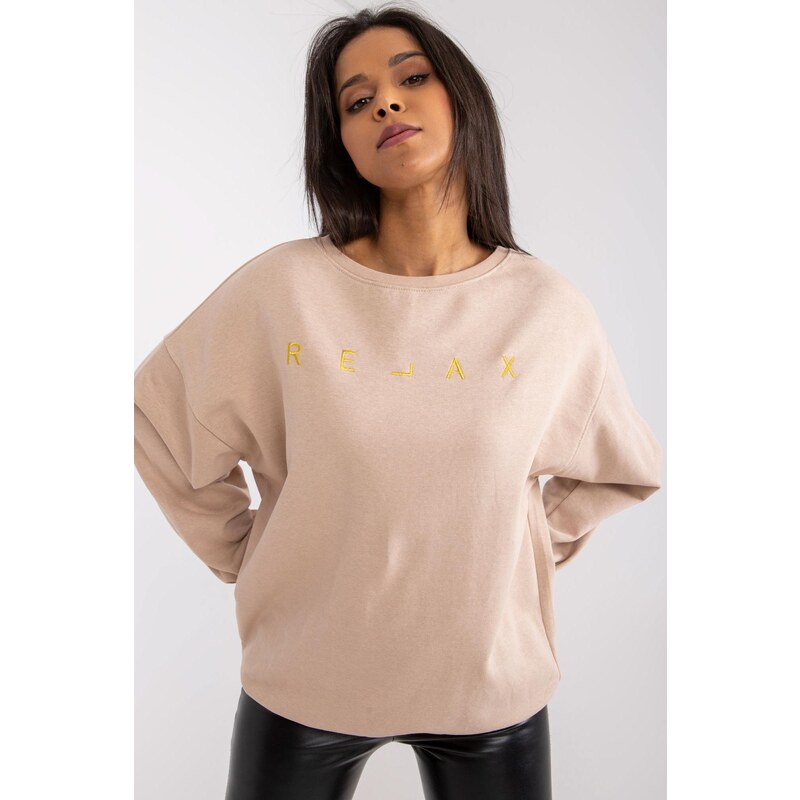 MladaModa Oversize mikina Damiette bez kapucne svetlá béžová 58181302