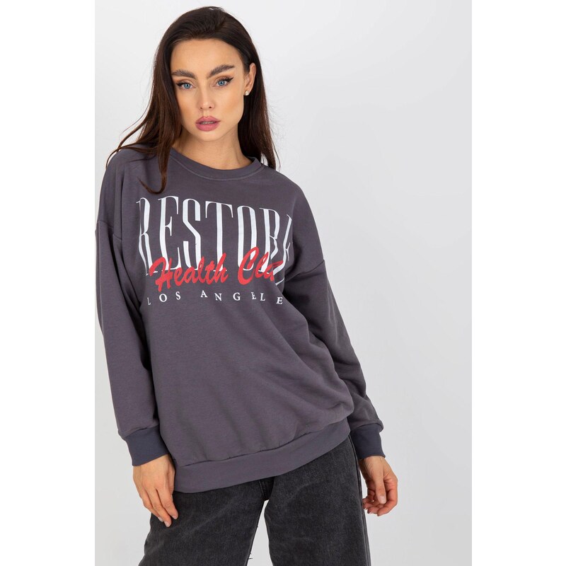 MladaModa Bavlnená mikina s nápisom Restore grafitová 58181317
