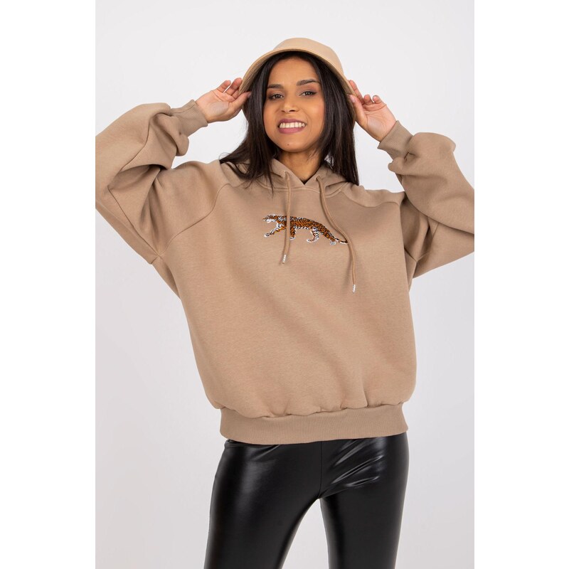 MladaModa Oversize mikina Peggy s kapucňou béžová 58181330