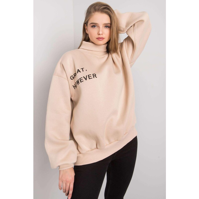 MladaModa Zateplená oversize mikina Kelly svetlá béžová 58181333