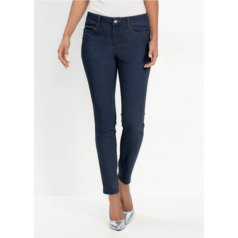 bonprix Skinny džínsy, Mid Waist, super strečové, farba modrá 44741390