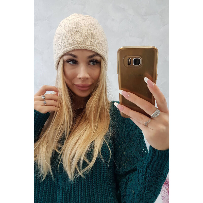 K-Fashion Čiapka Agata K222 svetlo béžová 44560819