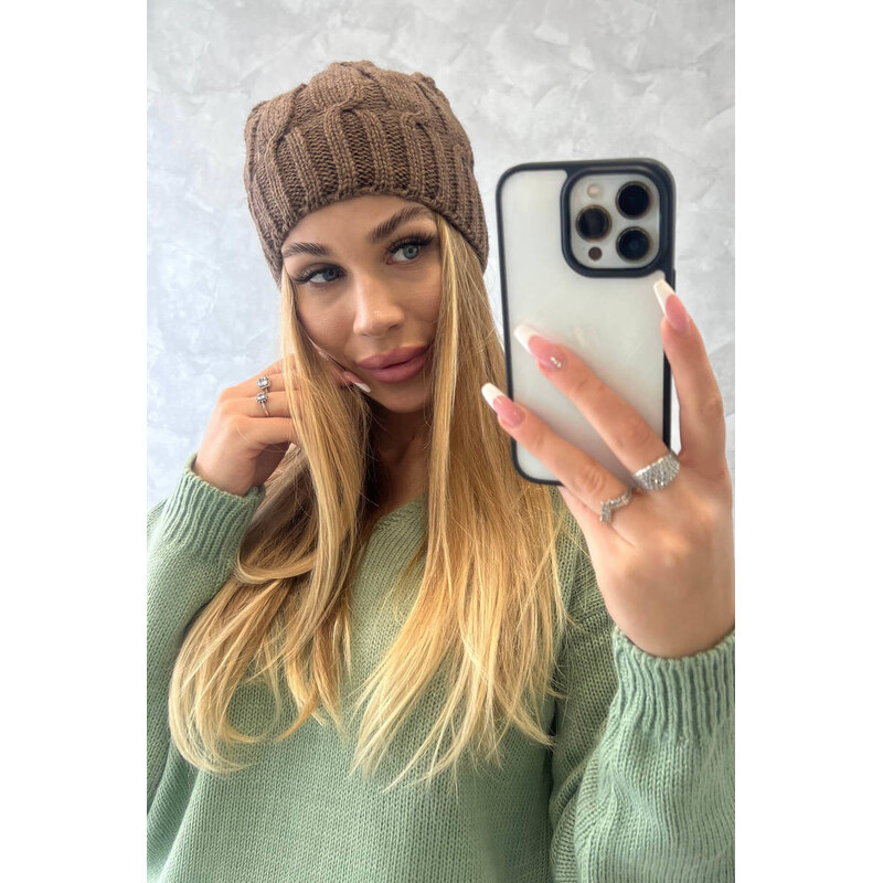 K-Fashion Fleecová čiapka Iwona K221 mocca 44560863