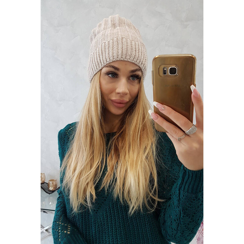 K-Fashion Fleecová čiapka Anna K238 béžová 44560868