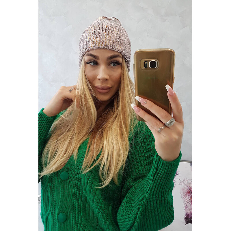 K-Fashion Čiapka s mohérom Leopard K233 púdrovo ružová 44560893