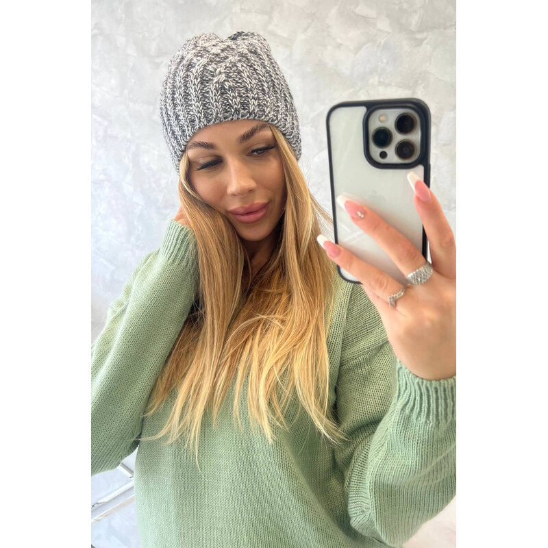 K-Fashion Veselá fleecová čiapka K225 sivá+grafitová 44560903