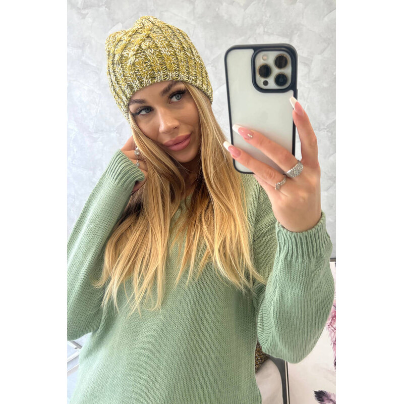 K-Fashion Veselá fleecová čiapka K225 kiwi+khaki 44560904