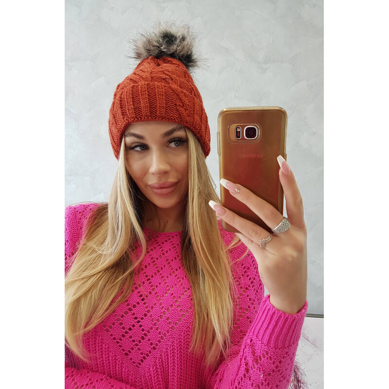 K-Fashion Fleecová kockovaná čiapka K226 červená 44560899