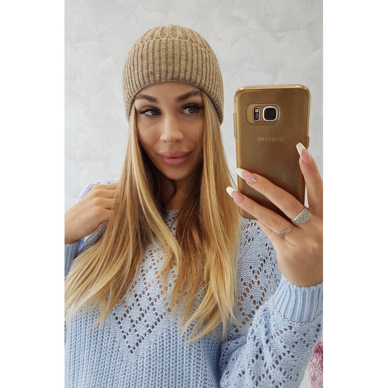 K-Fashion Tenká čiapka Grace K211 tmavo béžová 44560944