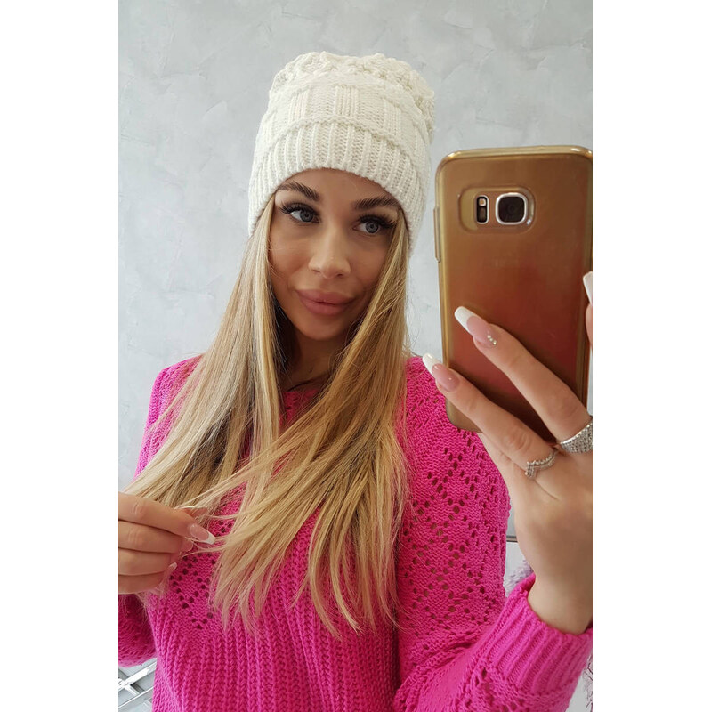 K-Fashion Fleecová čiapka Marta K231 ecru 44560969