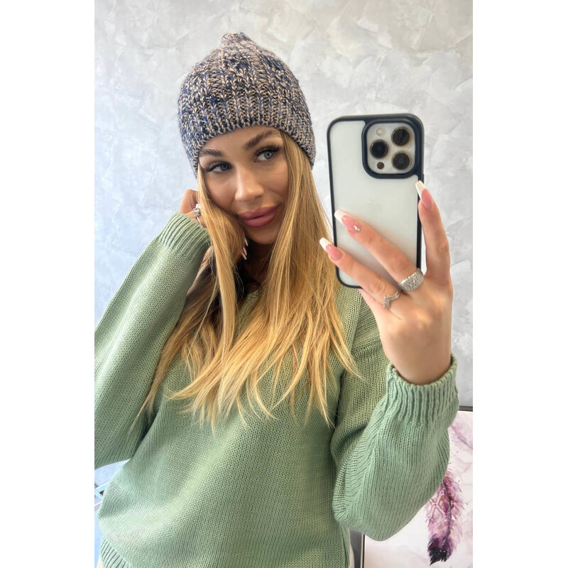 K-Fashion Fleecová čiapka Melisa K241 navy blue+blue 44561016