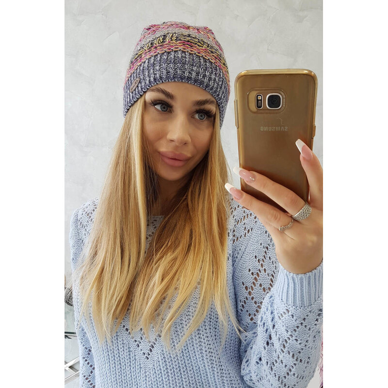 K-Fashion Fleecová čiapka Patrycja K254 fialová+modrá 44561177
