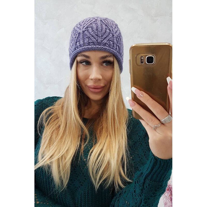 K-Fashion Dámska čiapka Leaves K245 fialová 44561189