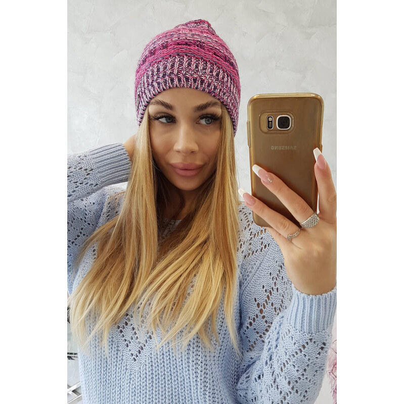 K-Fashion Fleecová čiapka Patrycja K254 fuchsiová+ružová 44561185