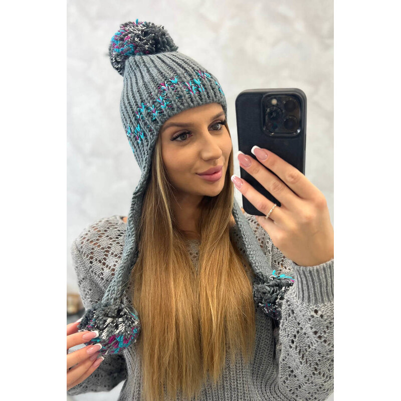 K-Fashion Dámska ušianka Nadia K321 tmavo šedá 58190175