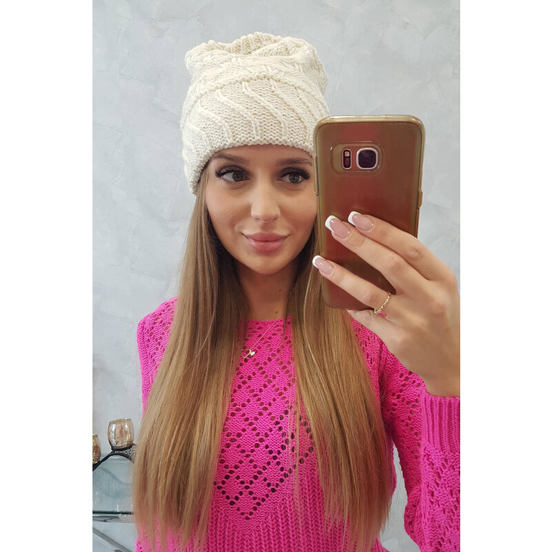 K-Fashion Dámska čiapka Dagmara K332 ecru 44561558
