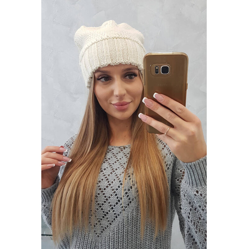 K-Fashion Dámska čiapka Danuta K331 dark ecru 44561566