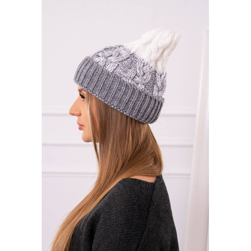 K-Fashion Dámska čiapka Samara K346 sivá+biela 44561639
