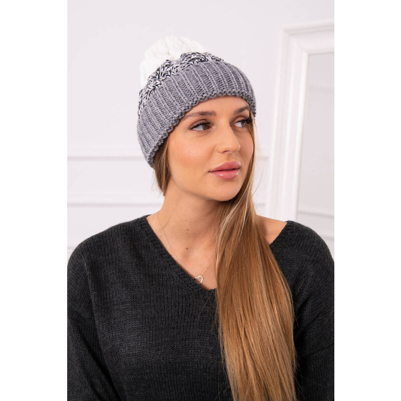 K-Fashion Dámska čiapka Samara K346 sivá+čierna 44561641