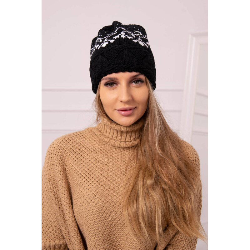 K-Fashion Dámska čiapka Kira K374 black+white 44561703