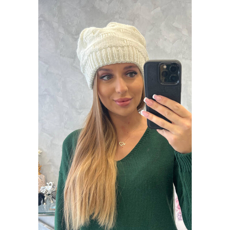K-Fashion Dámska čiapka Nastia K373 ecru 44561802