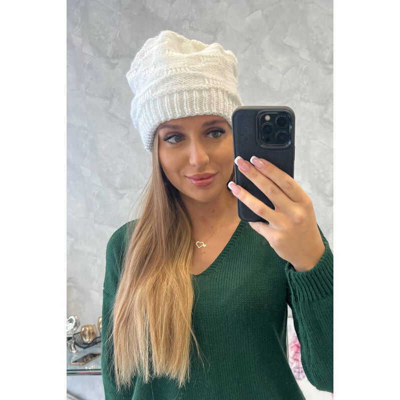 K-Fashion Dámska čiapka Nastia K373 biela 44561800