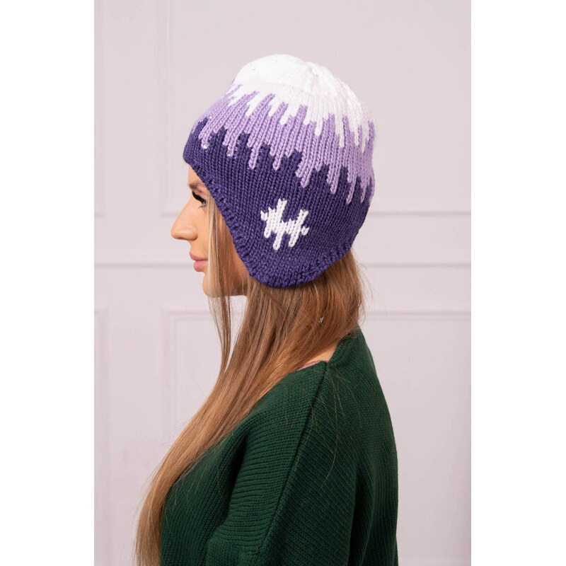 K-Fashion Dámska čiapka Nikol K405 biela+fialová+tmavo fialová 44561842