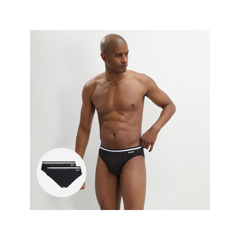 Pánske nohavičky 2 ks DIM COTTON STRECH SLIP 2x - DIM - čierne 58197193