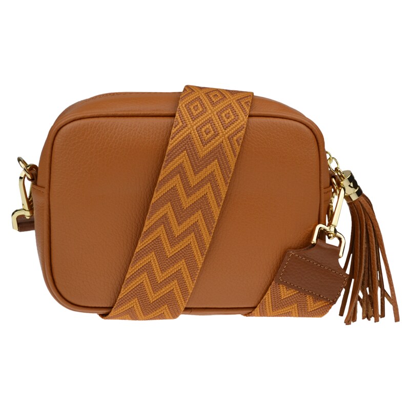 Camel kožená talianska crossbody kabelka Bala Camel s prídavným pruhom 58212117