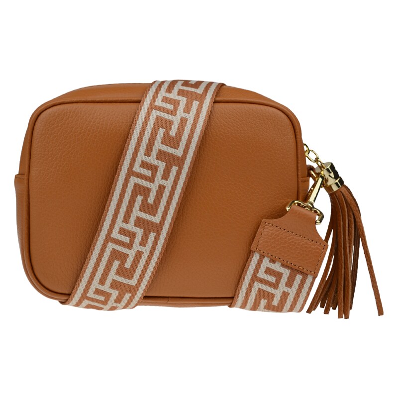 Camel kožená talianska crossbody kabelka Bala Camel s prídavným pruhom 58212120
