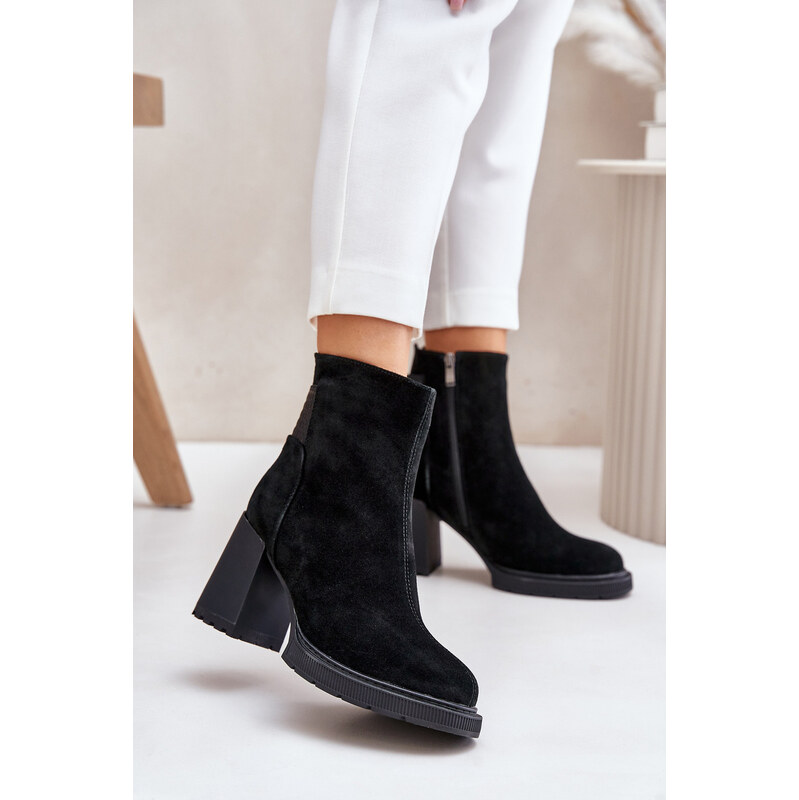 S. BARSKI Suede ankle boots on heel insulated with D&A black 59905232