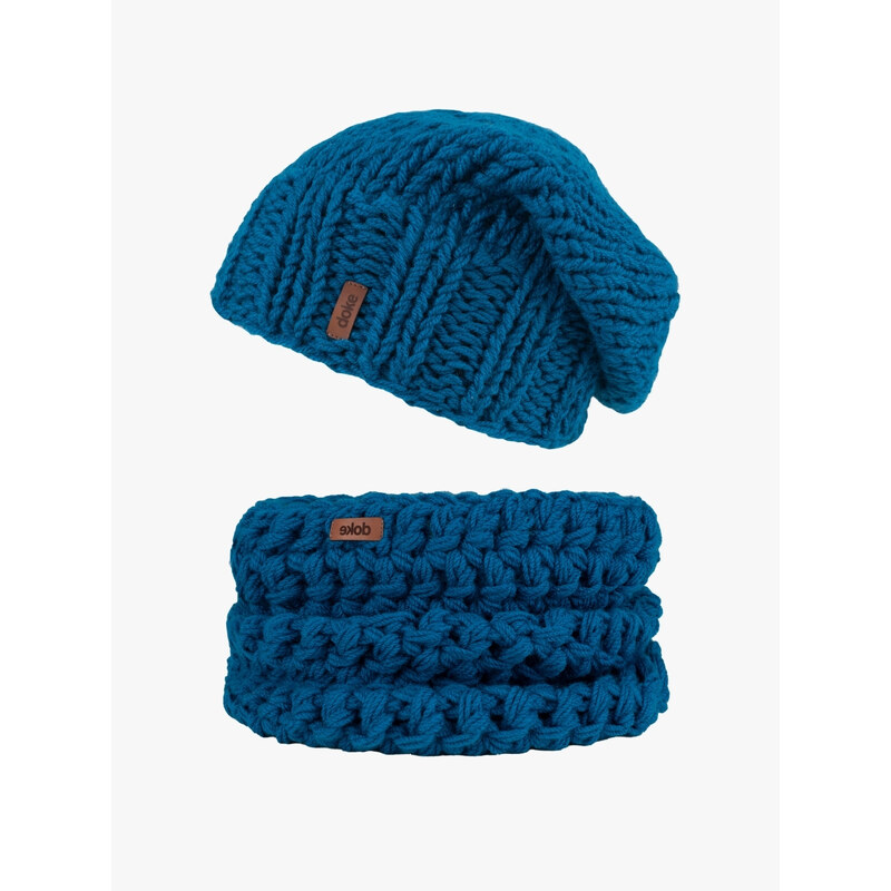DOKE Set pletená čiapka a nákrčník mary petrol 60633928