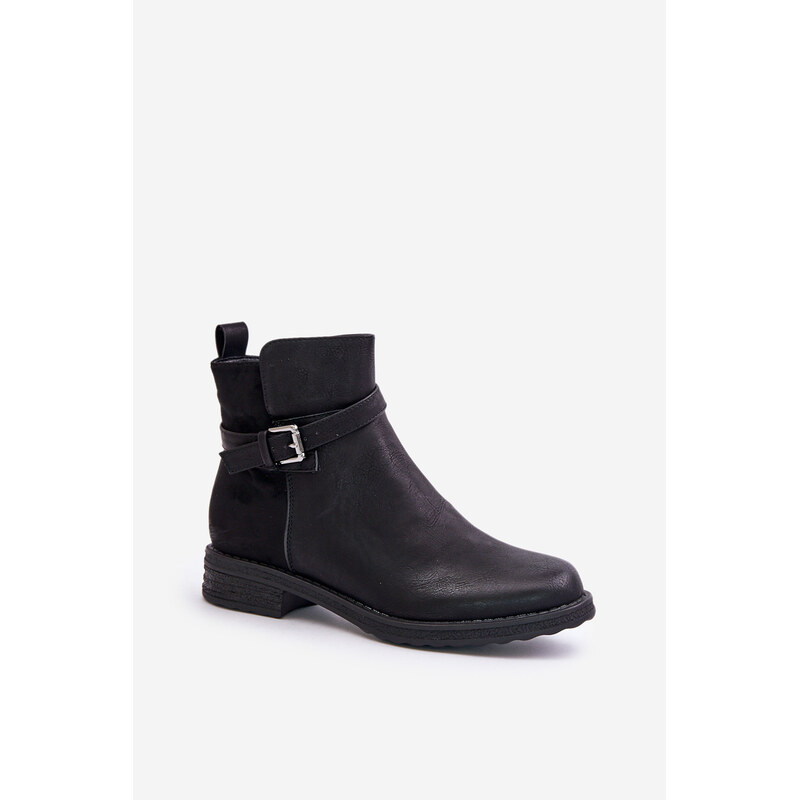 EVENTO Insulated ankle boots with flat heel with strap black Sabamessa 59905275