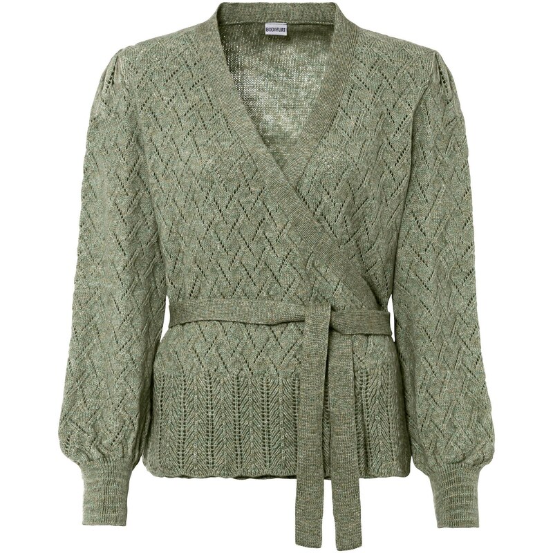 bonprix Zavinovací pulóver, farba zelená 45031166