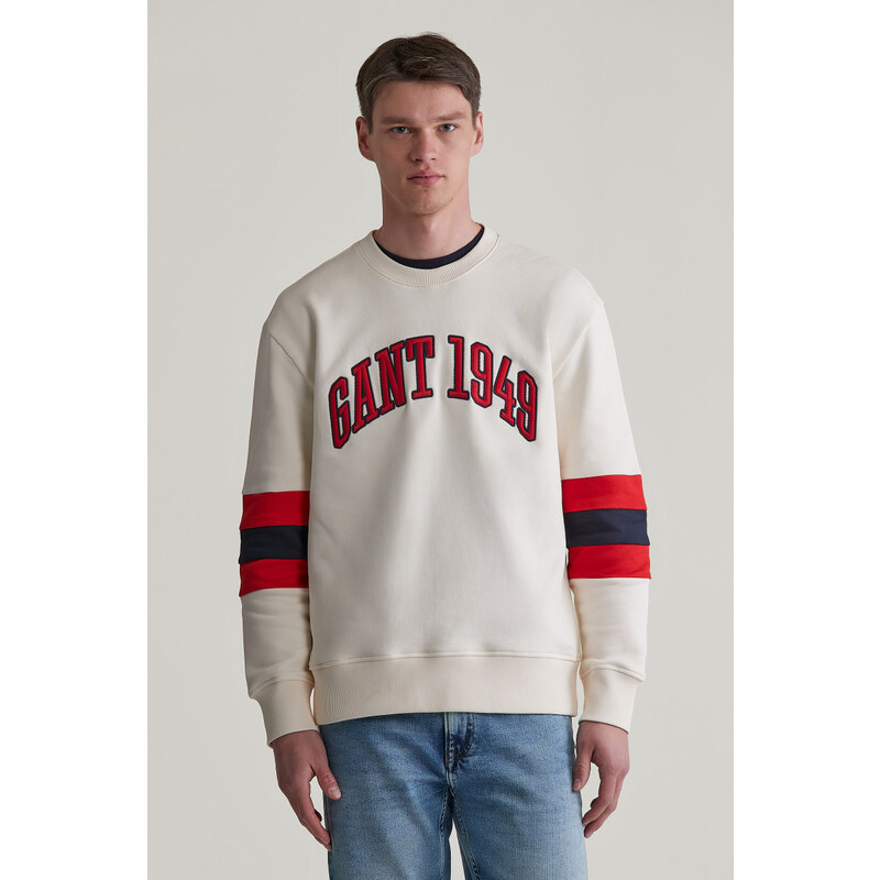 MIKINA GANT COLORBLOCK SLEEVE CNECK CREAM 58225147