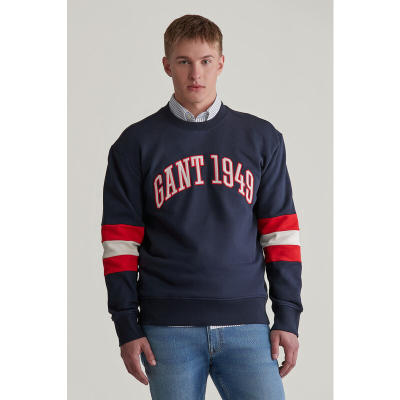 MIKINA GANT COLORBLOCK SLEEVE CNECK EVENING BLUE 58225148